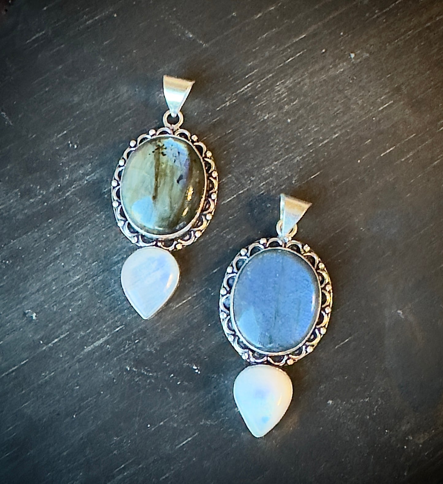 Thalia | Labradorite Moonstone Stacked Pendant