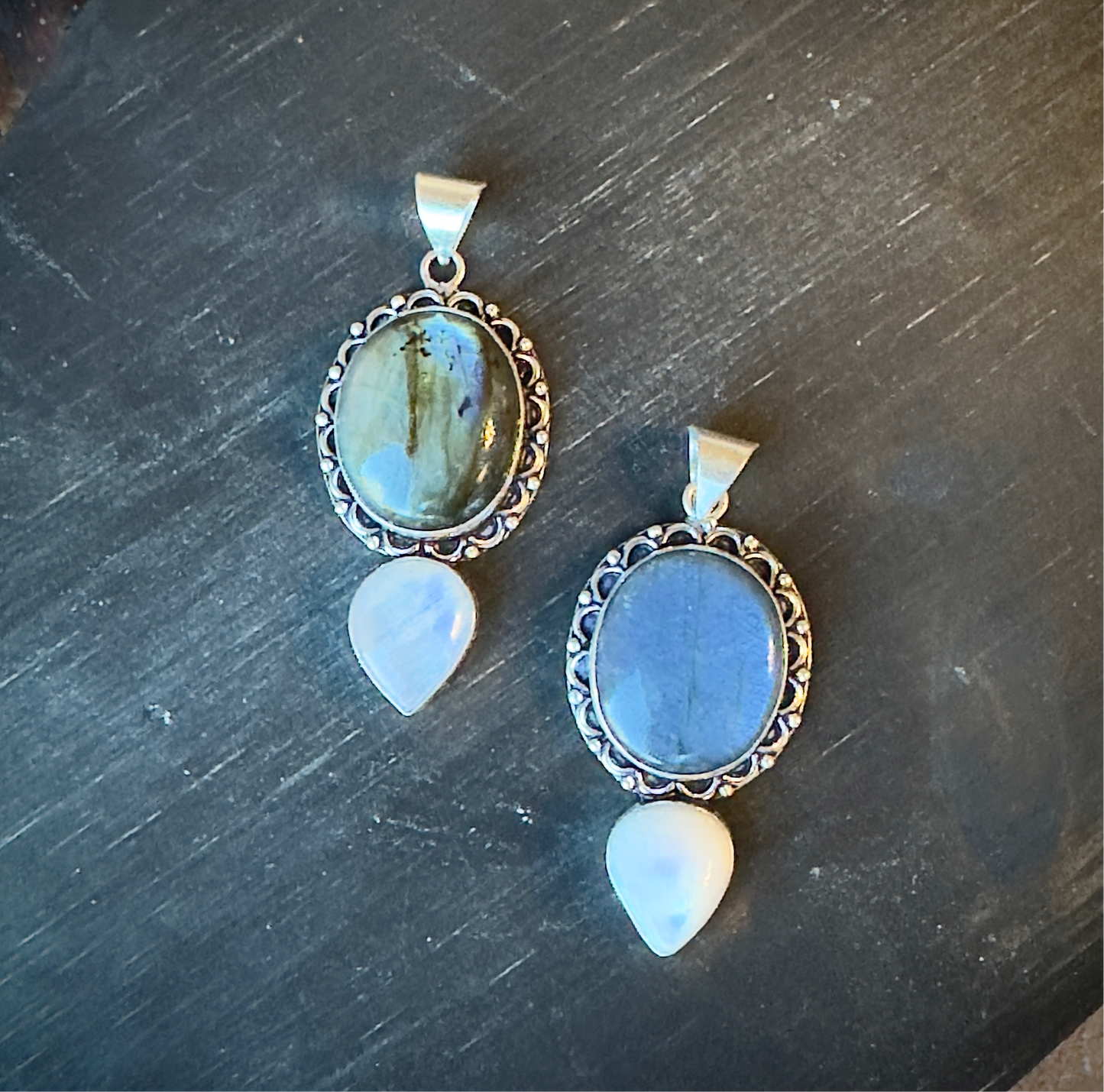 Thalia | Labradorite Moonstone Stacked Pendant