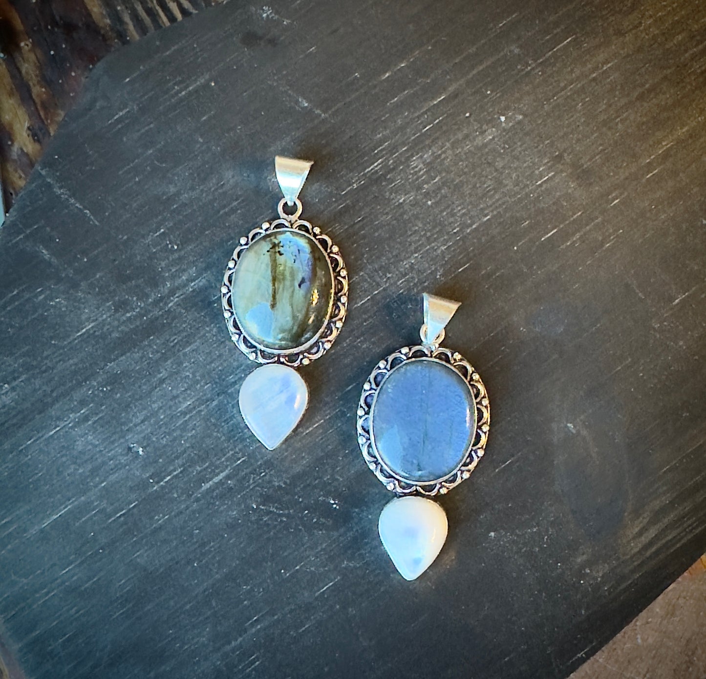 Thalia | Labradorite Moonstone Stacked Pendant