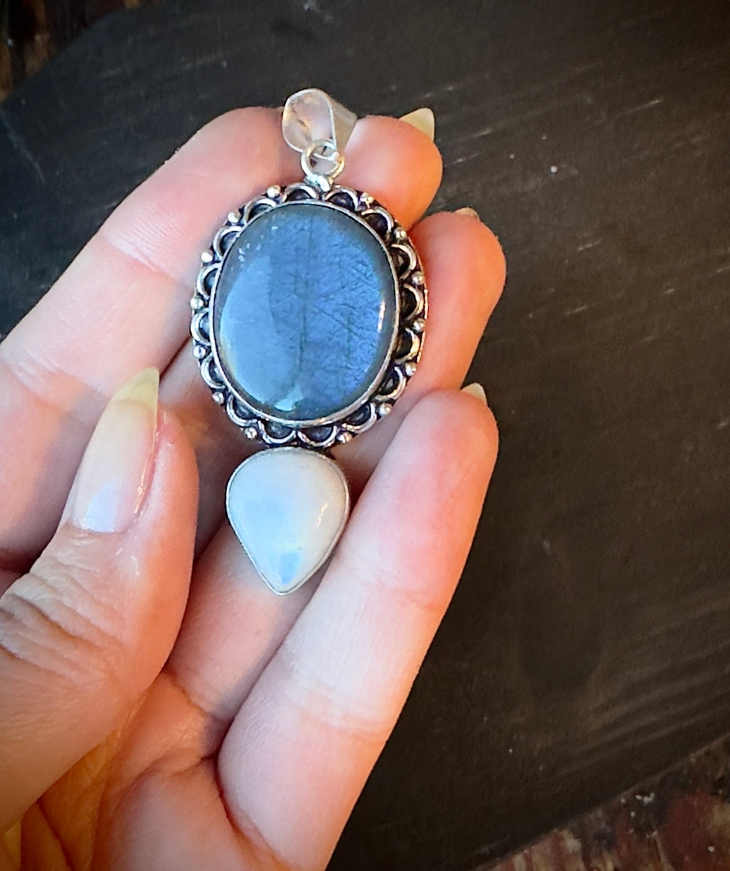 Thalia | Labradorite Moonstone Stacked Pendant
