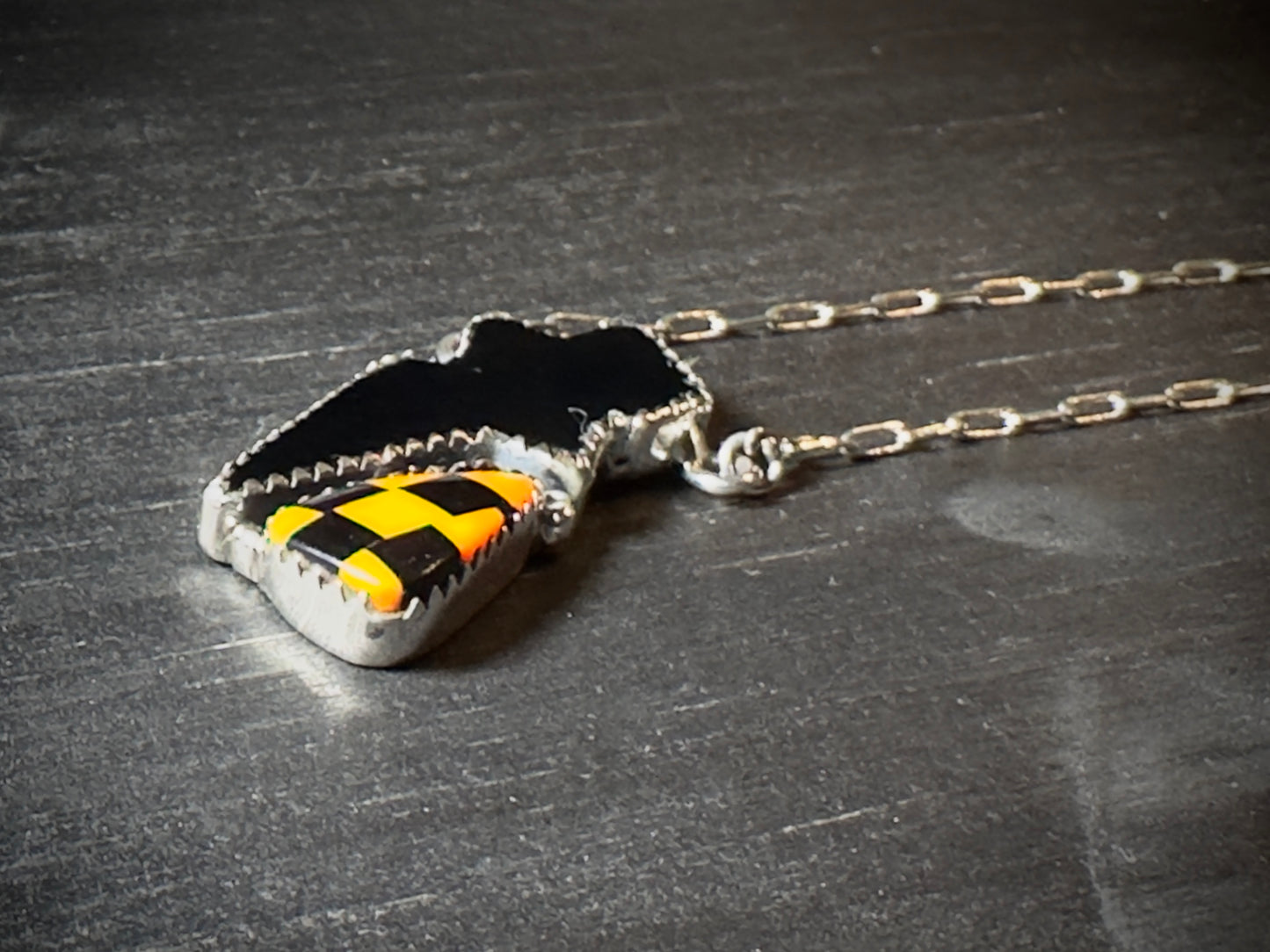 Ember | Checkered Bolt Pendant Necklace