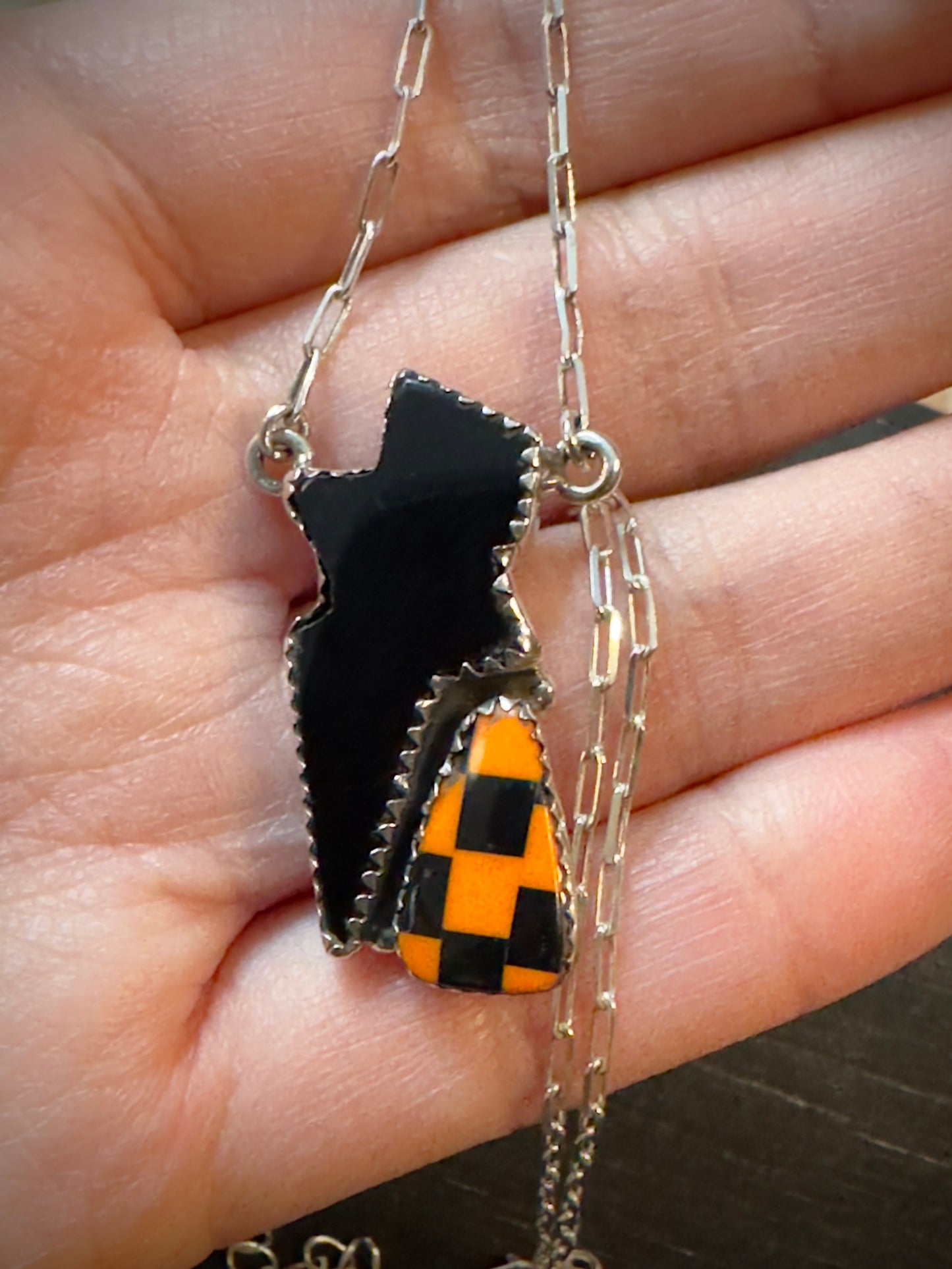 Ember | Checkered Bolt Pendant Necklace