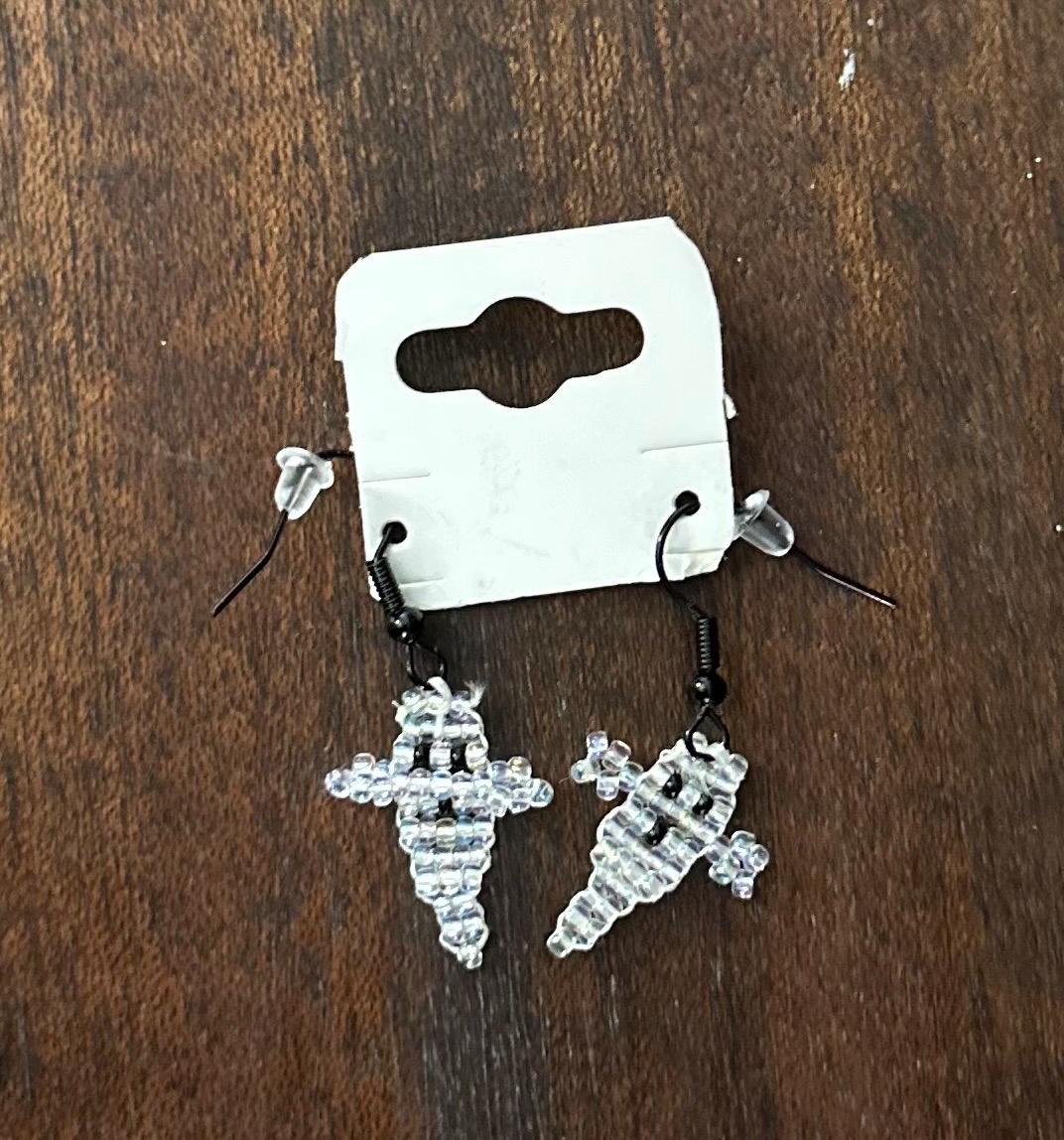 Beaded Halloween Earrings: Czech Glass Spooky Jewelry