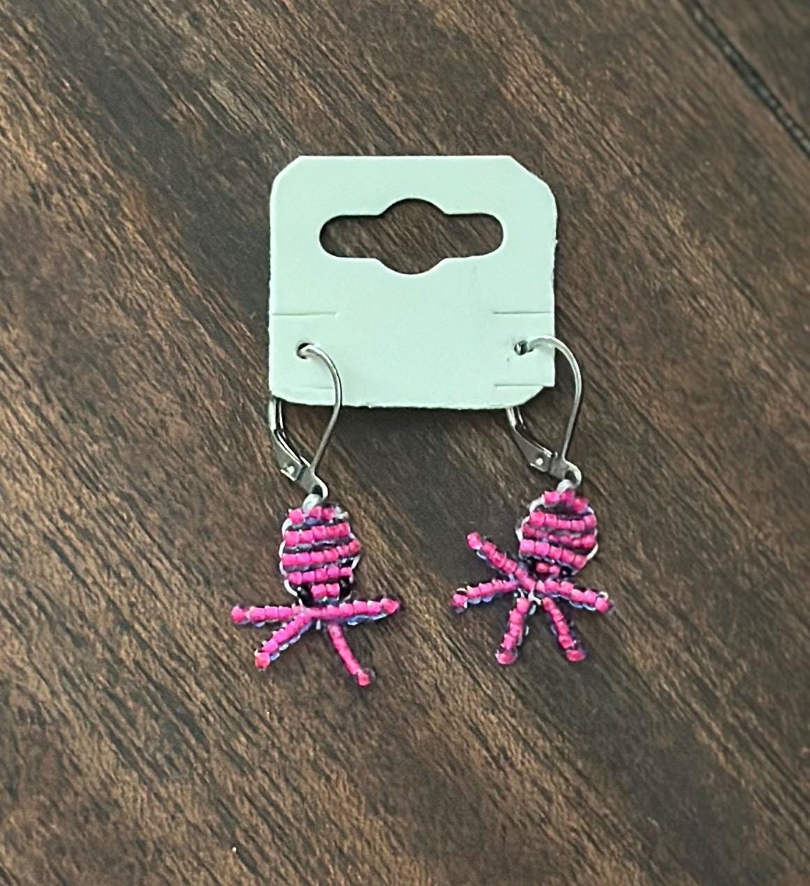 Beaded Octopus Earrings: Czech Glass Kawaii Jewelry