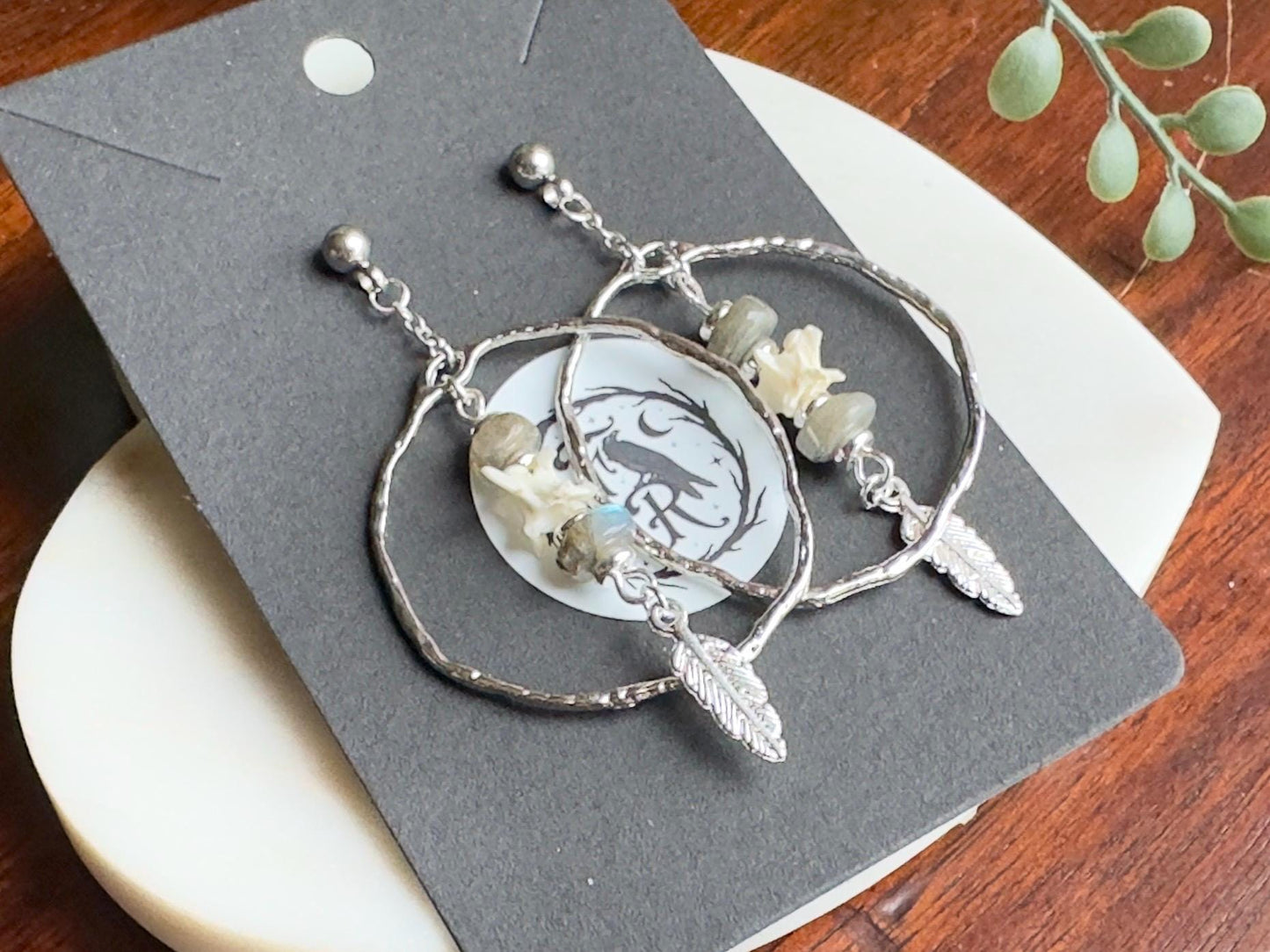 Rattlesnake Vertebrae & Labradorite | Earrings