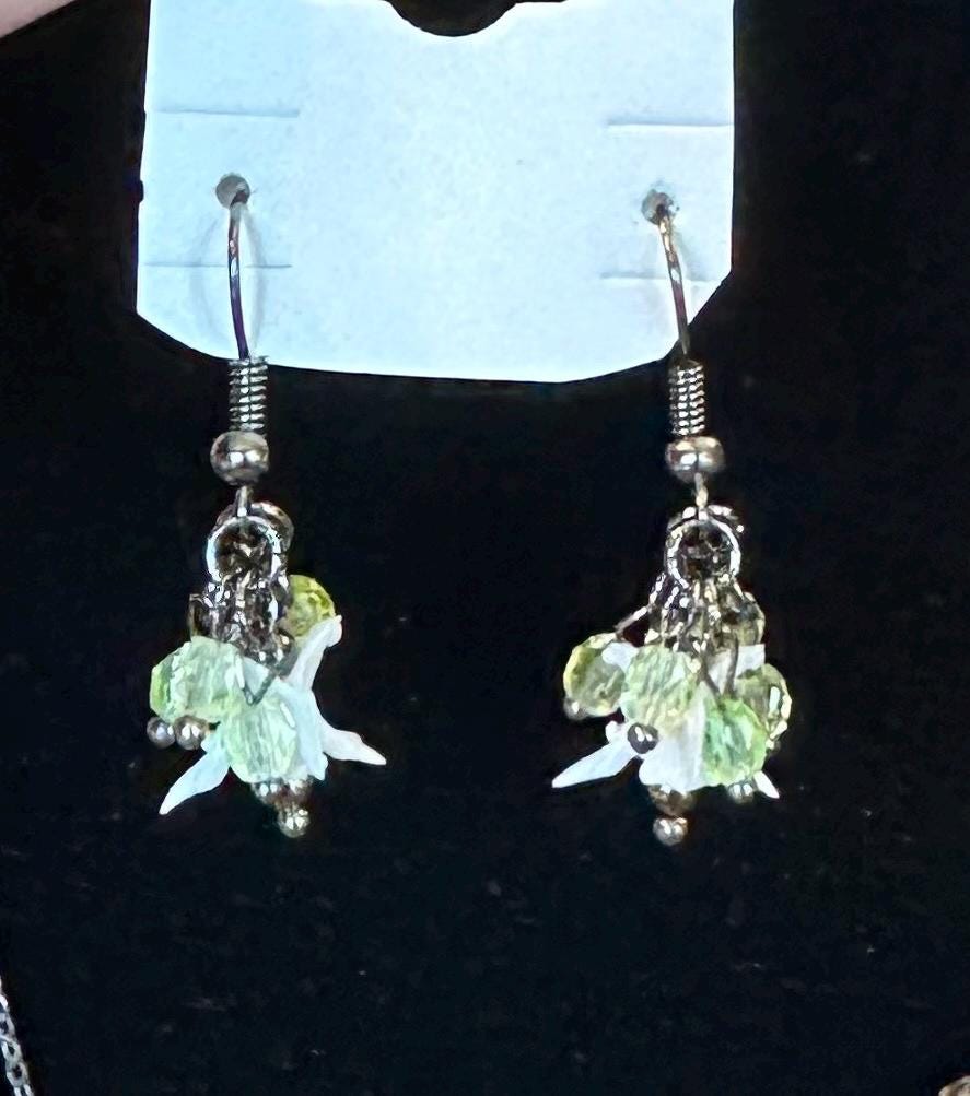 Vintage Uranium Glass & Rattlesnake Vertebrae Earrings