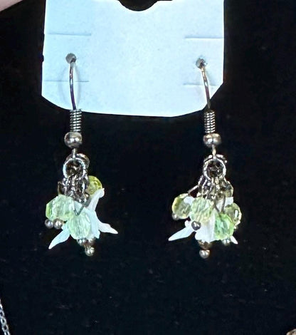 Vintage Uranium Glass & Rattlesnake Vertebrae Earrings