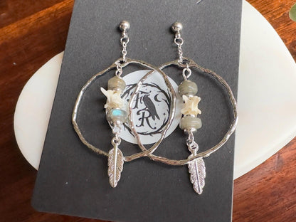Rattlesnake Vertebrae & Labradorite | Earrings