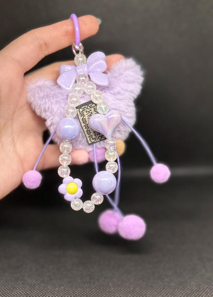 Kuromi Beaded Purple Bag Phone Charm Keychain