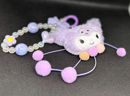 Kuromi Beaded Purple Bag Phone Charm Keychain