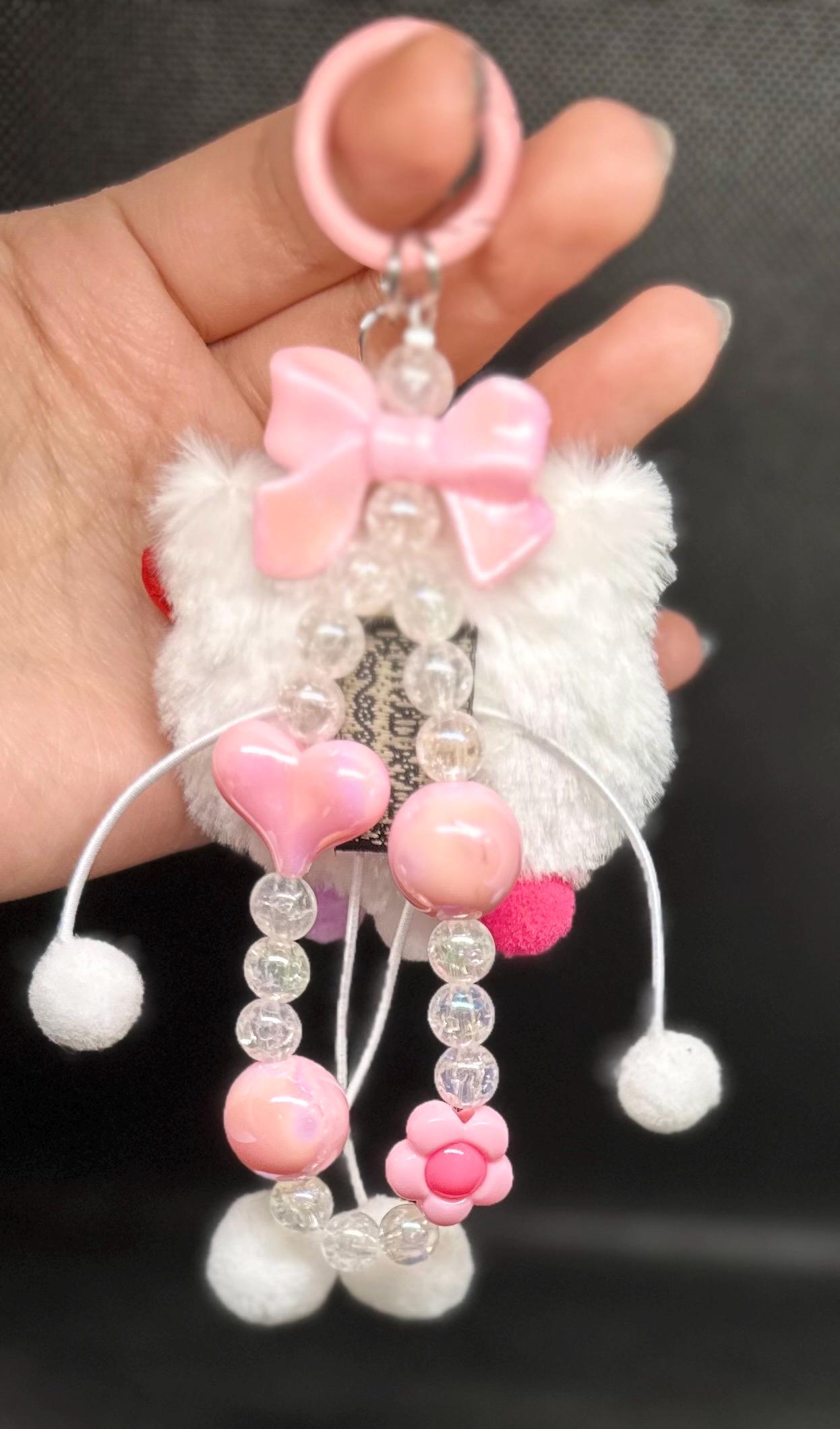 Hello Kitty Beaded Bag Phone Charm Keychain