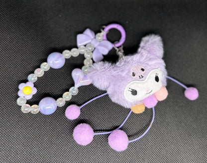 Kuromi Beaded Purple Bag Phone Charm Keychain