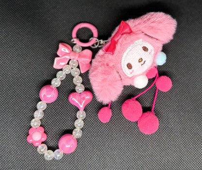 My Melody Beaded Bag Phone Charm Keychain