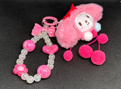 My Melody Beaded Bag Phone Charm Keychain