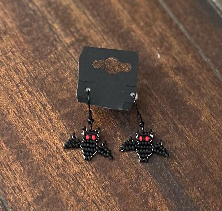 Beaded Halloween Earrings: Czech Glass Spooky Jewelry