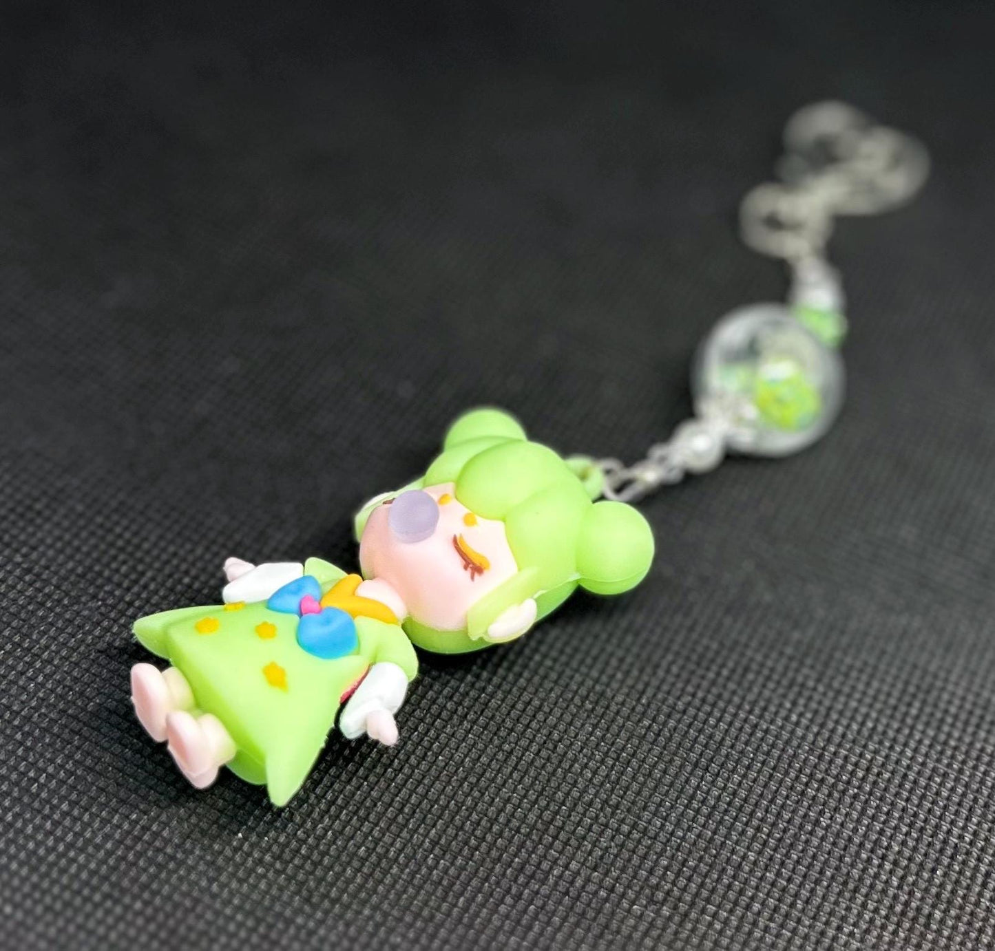 Nanci Doll Keychain: Green Beaded Bag Charm