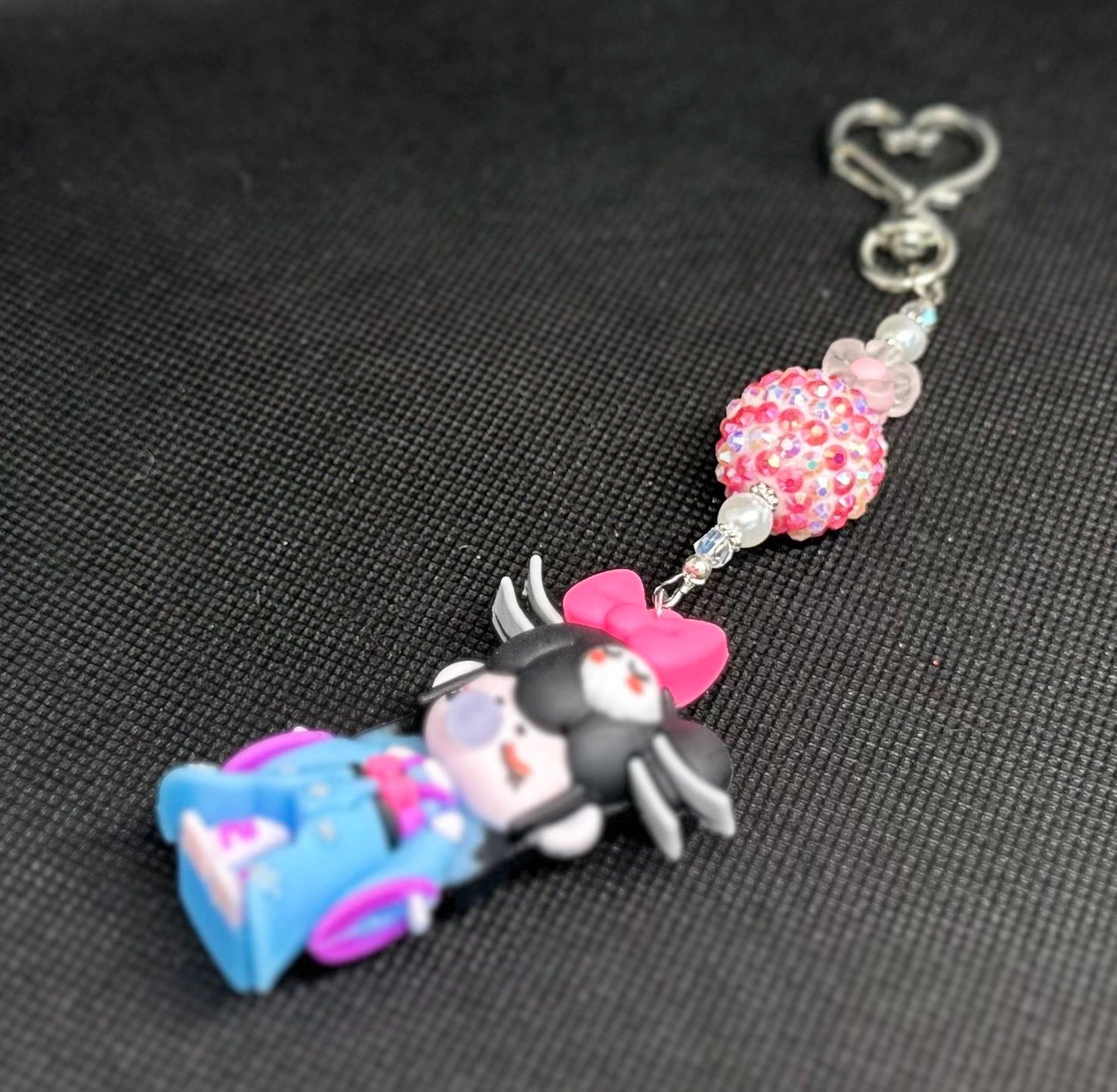 Nanci Doll Keychain: Skull Charm, Beads & Swarovski Crystals