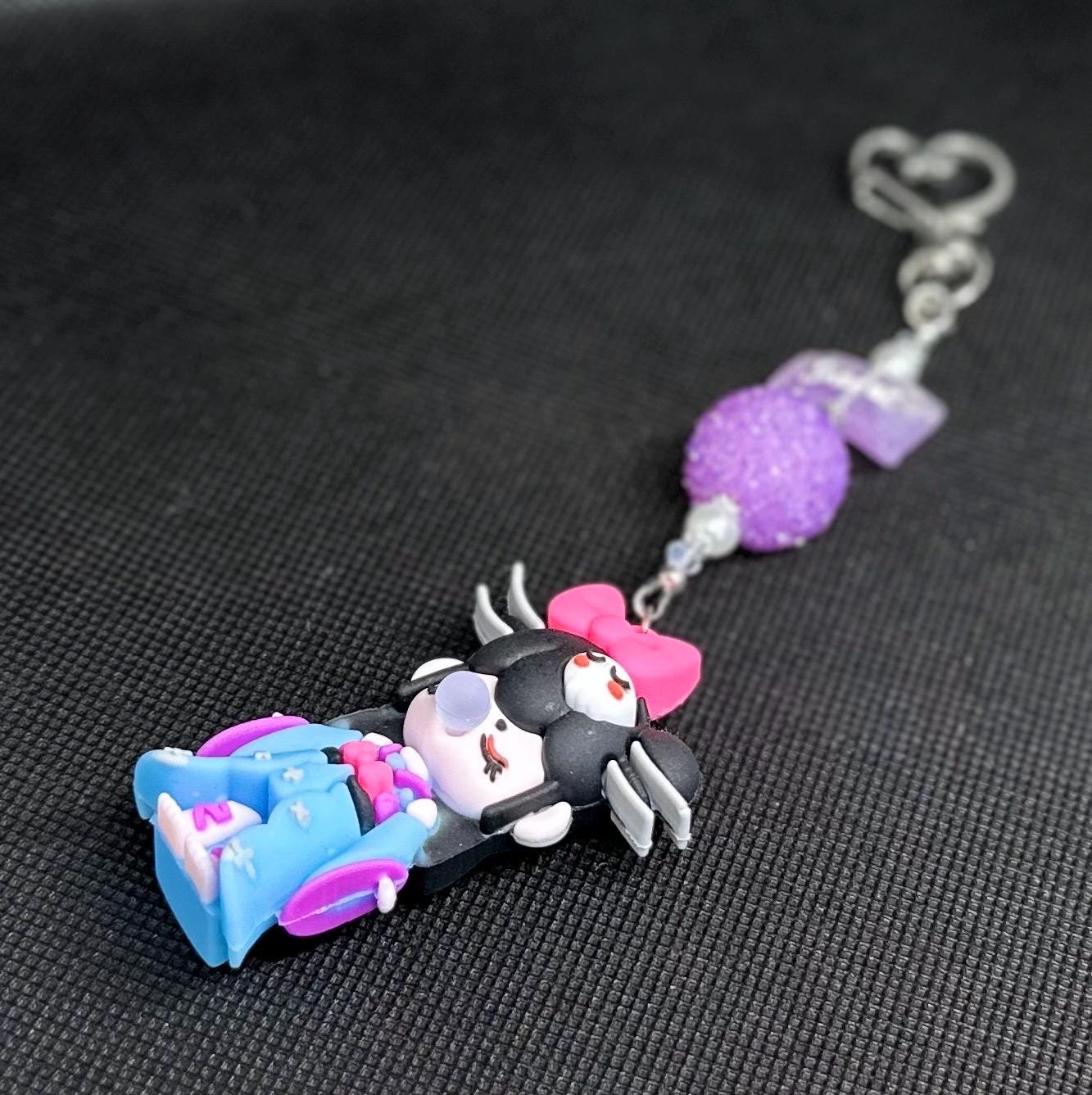 Nanci Doll Keychain: Skull Charm, Beads & Swarovski Crystals