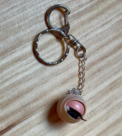 Quirky Eyeball Keychain with Blue Eye and Lashes – Unique Creepy Cute Doll Part Accessory