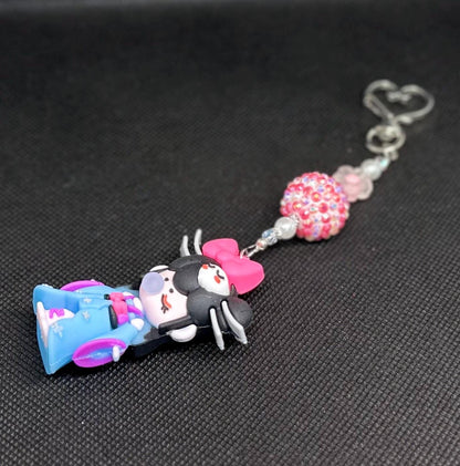 Nanci Doll Keychain: Skull Charm, Beads & Swarovski Crystals