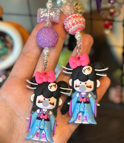 Nanci Doll Keychain: Skull Charm, Beads & Swarovski Crystals