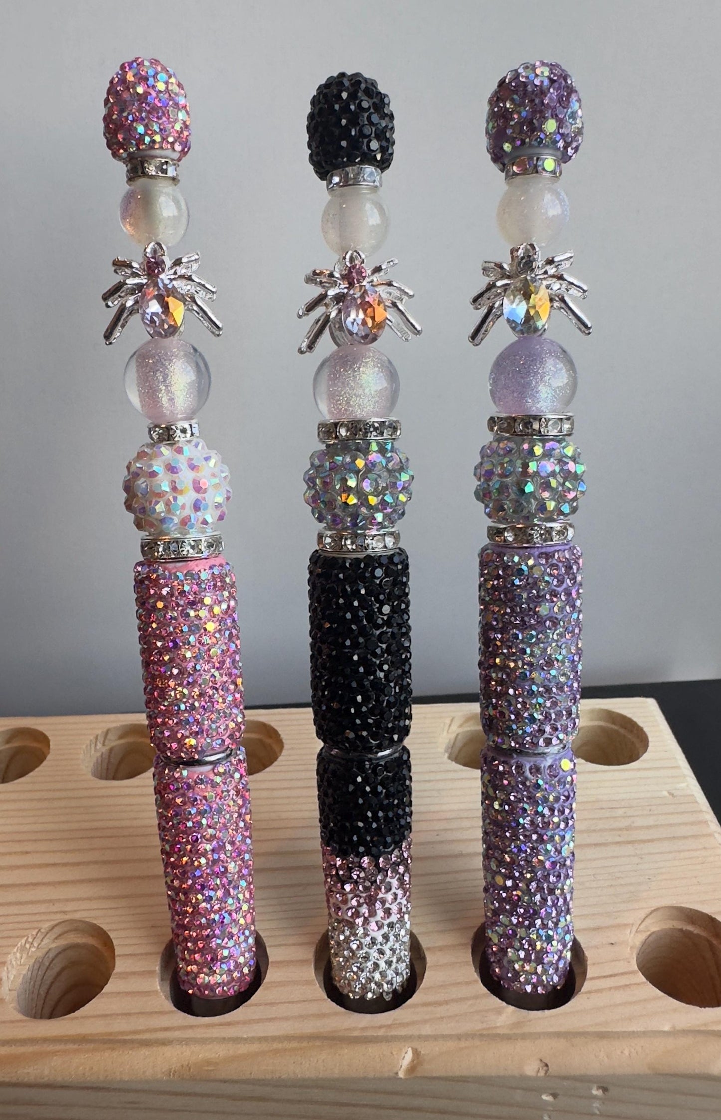 Gothic Glam Rhinestone Pen – Crystal Bat Charm Pen, Sparkly Beaded Gift, Fancy Writing Pen, Bedazzled Desk Accessory