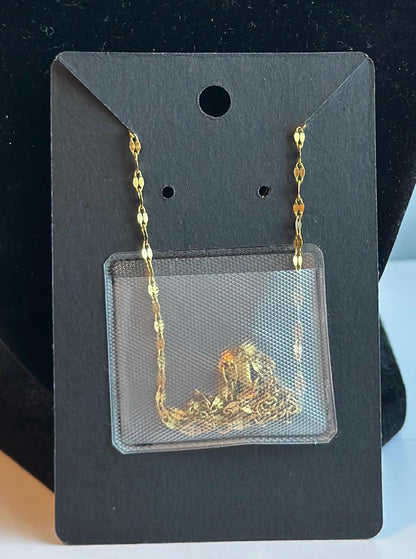 Bat Pendant Necklace 14k Gold Over Stainless Steel with CZ Stones – Gothic Minimalist Jewelry