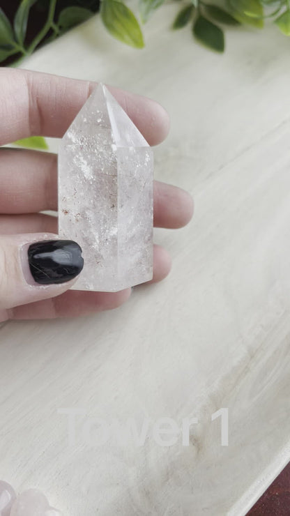 Fire & Ice Quartz with Rainbow Inclusions | Tower