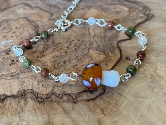 Fall Mushroom | Crystal Bracelet