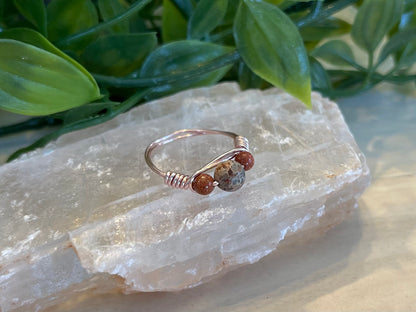 Ocean Jasper & Goldstone | 3 Stone Ring