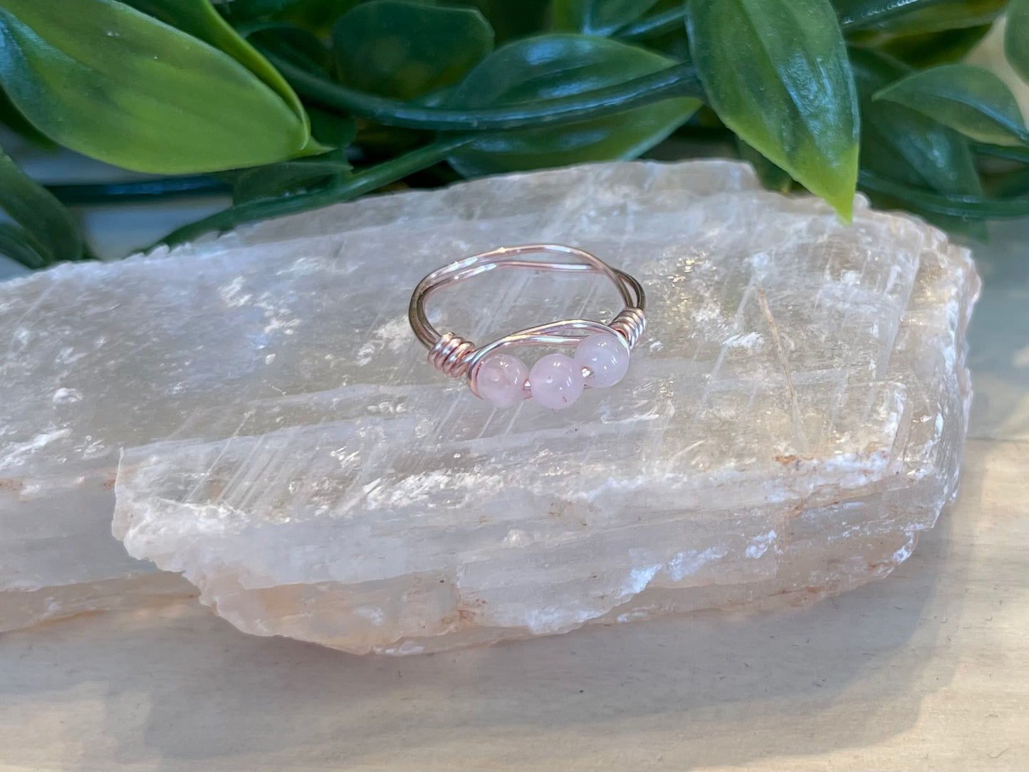 Rose Quartz | 3 Stone Ring