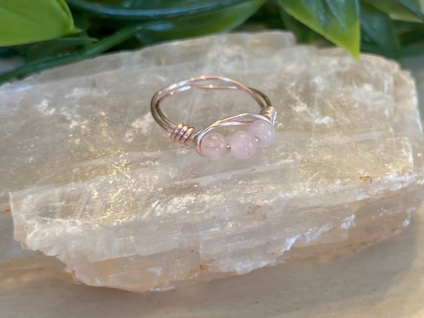 Rose Quartz | 3 Stone Ring