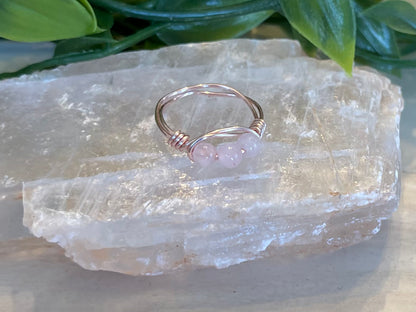 Rose Quartz | 3 Stone Ring