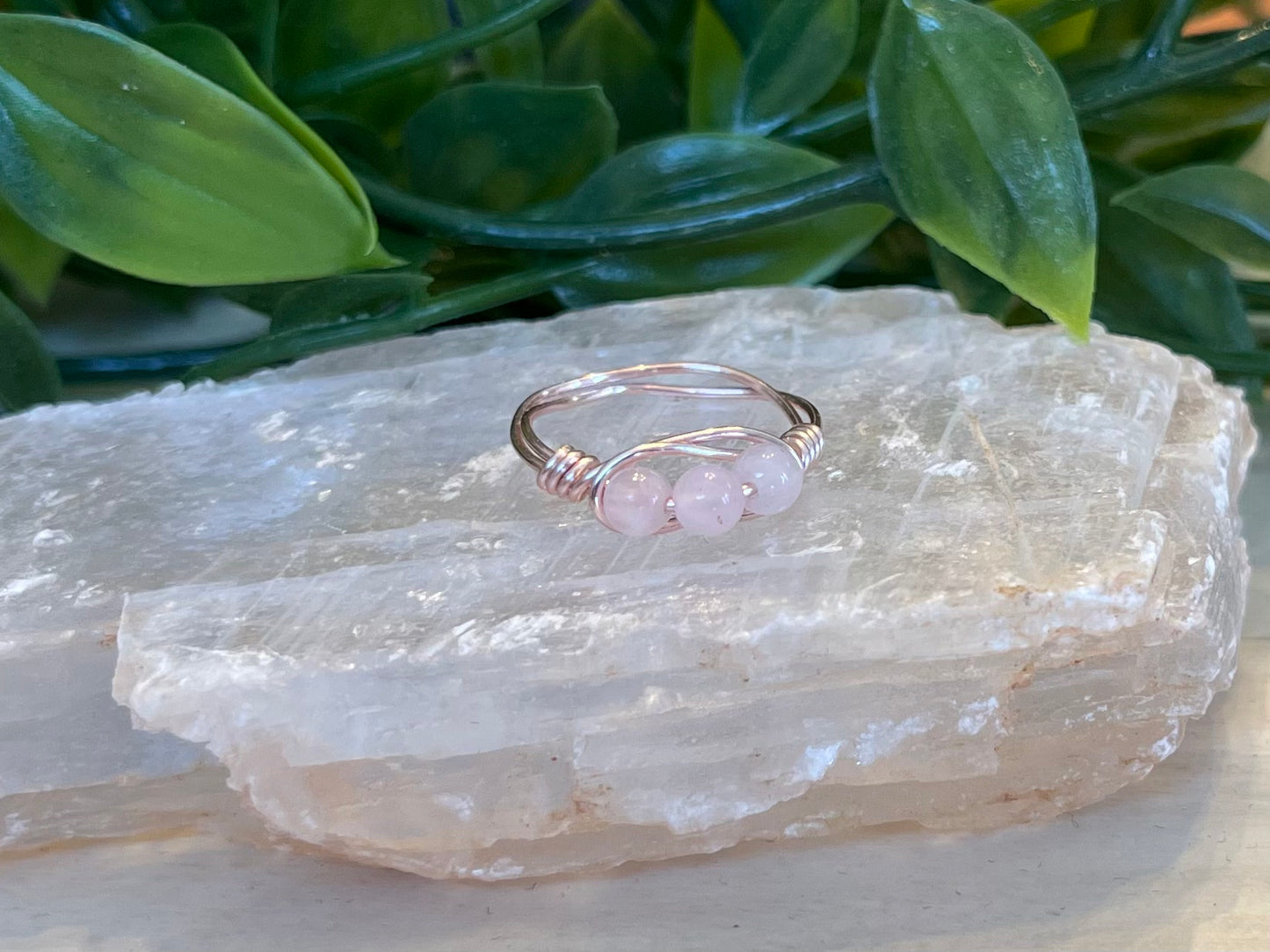 Rose Quartz | 3 Stone Ring