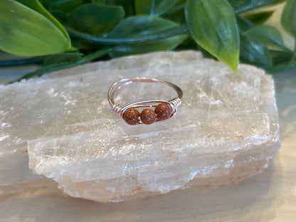 Goldstone | 3 Stone Ring