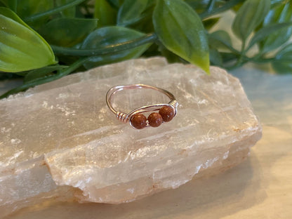 Goldstone | 3 Stone Ring