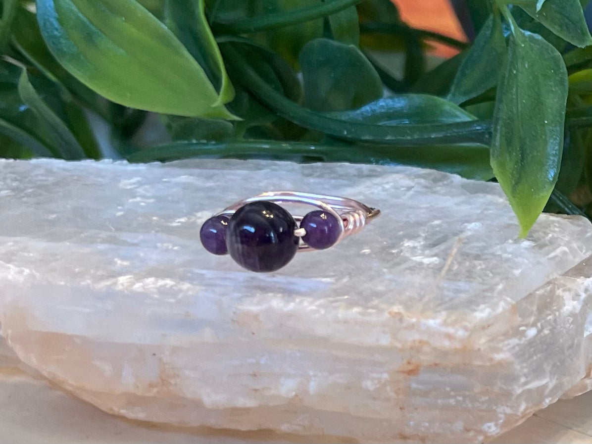 Amethyst | 3 Stone Ring