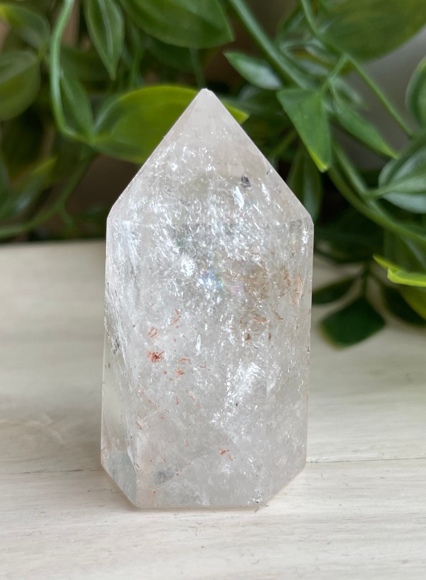 Fire & Ice Quartz with Rainbow Inclusions | Tower