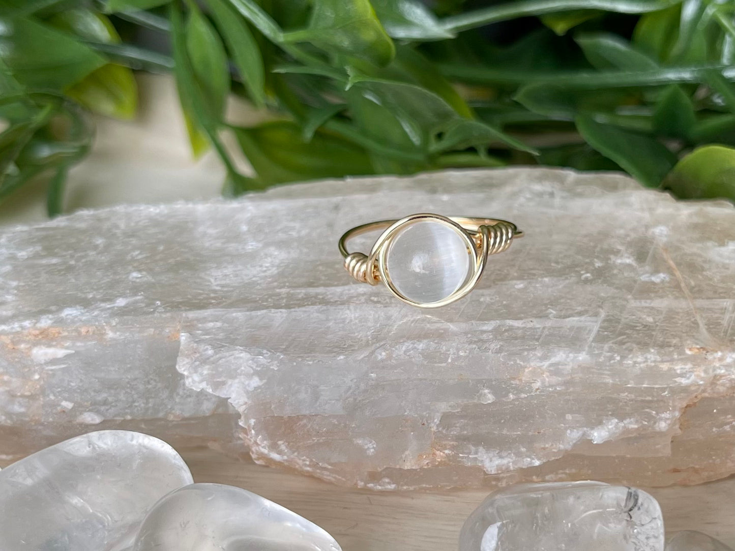 Selenite | Large Stone Ring