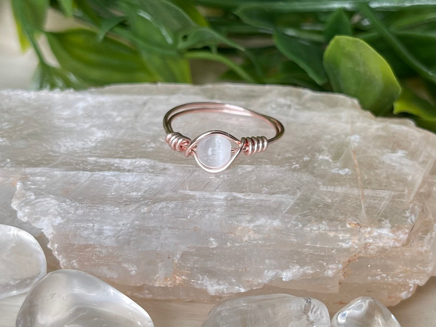 Selenite | Small Stone Ring