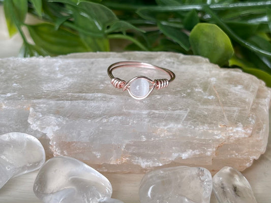 Selenite | Small Stone Ring